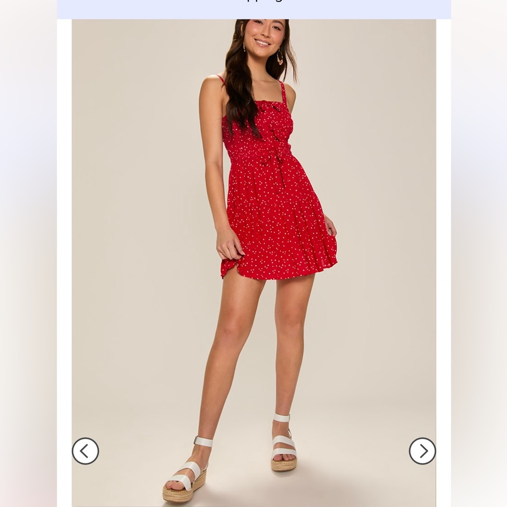 Francesca's Collections Red Sundress Sleeveless Square Neck